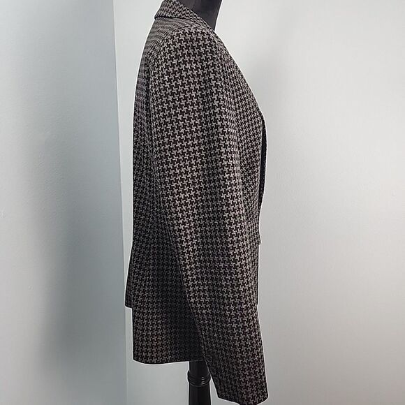 Vince Camuto Gray Black Houndstooth One Button Knit Jacket Blazer Sz 12 - Picture 5 of 11